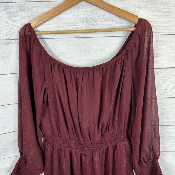 Charles Henry Womens size XL Metallic Off the Shoulder Long Sleeve Mini Dress - Picture 12 of 15